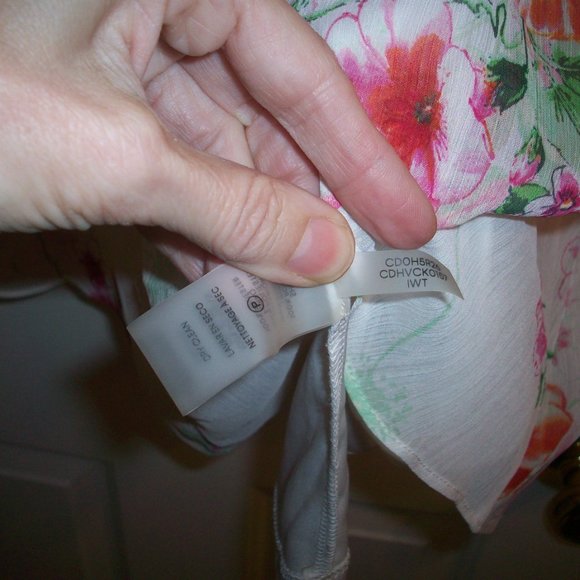 Calvin Klein Womens Dress 8 White Colorful Watercolor Floral Flowy Lined Casual - Picture 9 of 14